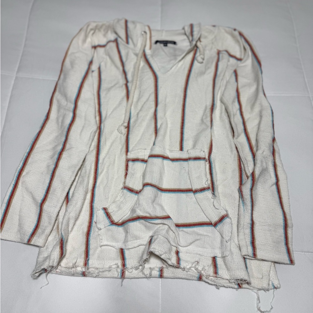 Ocean Drive White Hoodie with Multicolor Stripes